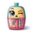 Cute Winking Pencil Sharpener Character with Pencil Shavings Royalty Free Stock Photo
