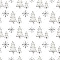 Cute winter hand drawn seamless pattern with Christmas elements. New Year illustration Royalty Free Stock Photo