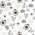Cute winter hand drawn seamless pattern with Christmas elements. New Year illustration Royalty Free Stock Photo