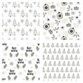 Cute winter hand drawn seamless pattern collection with Christmas elements. New Year illustration Royalty Free Stock Photo