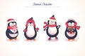 cute winter penguin collection christmas vector illustration