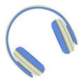 Cute wired headphones, earphones with cord and plug, flat style vector illustration isolated on