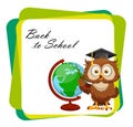 Cute wise owl. Funny owl, back to school concept