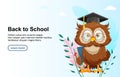 Cute wise owl. Funny owl, back to school concept Royalty Free Stock Photo