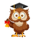 Cute wise owl. Funny owl, back to school concept Royalty Free Stock Photo