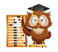 Cute wise owl. Funny owl, back to school concept Royalty Free Stock Photo