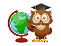 Cute wise owl. Funny owl, back to school concept