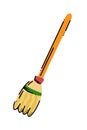 Cute witch broom on long wooden handle. Halloween accessory object in cartoon style Royalty Free Stock Photo