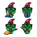 Cute witch frog character design themed the world of witch Royalty Free Stock Photo