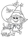 Cute witch Halloween Coloring pages Royalty Free Stock Photo