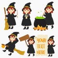 Cute Halloween Witch Vector Set