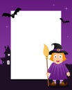 Cute Witch Happy Halloween Vertical Frame