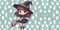 Cute witch hat seamless symmetrical wallpaper vector