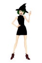 Cute Witch With Her Hand in the Air Isolated Royalty Free Stock Photo