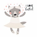 Cute wolf ballerina
