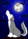 Cute wolf cartoon fowling