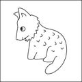 Cute wolf drawn with a black line in the style of a doodle.