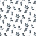 Cute wolf family seamless pattern