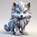 Adorable Wolf Cub Sculpture In Unreal Engine Style Royalty Free Stock Photo