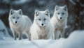 Cute wolf pups in snowy arctic forest generated by AI