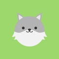 Cute wolf round vector icon