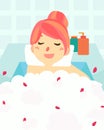 cute woman bath in bath tub spa
