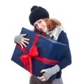 Cute woman with big present Royalty Free Stock Photo