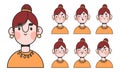 Cute woman character emotions.face construction Royalty Free Stock Photo