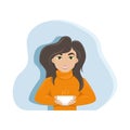 Cute woman with a cup of coffee in her hands. Isolated vector illustration Royalty Free Stock Photo