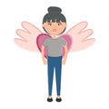 Cute woman with heart and wings character Royalty Free Stock Photo