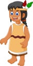 Cute woman indian tribal cartoon