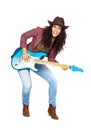 Cute Woman Playing Electric Guitar Royalty Free Stock Photo