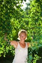 Cute woman portrait with tree branches Royalty Free Stock Photo