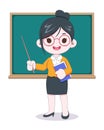 Cute woman teacher teaching cartoon illustration Royalty Free Stock Photo