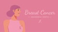 Cute woman with typography quote for breast cancer awareness