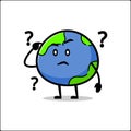 cute wondering earth vector mascot. globe earth smiling funny mascot