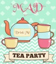 Cute wonderland mad tea party illustration Royalty Free Stock Photo