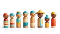 Cute wood figurines with copy space