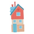 Cute wood lovely house icon, cartoon style