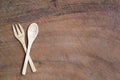 Cute wooden spoon and fork