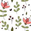 Cute woodland animals in cartoon style. Seamless pattern. Vectr illustration