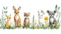 Cute woodland creatures in a meadow Royalty Free Stock Photo