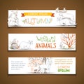 Vector autumn forest banners set. Royalty Free Stock Photo