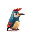 Cute Woodpecker cartoon character on white background