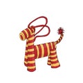 Cute woolen horse toy, Christmas present. Colored illustration on white