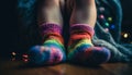 Cute woolen socks keep feet warm on cozy winter nights generated by AI