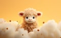 A Cute Woolly Cow Made from Fabric and Thread, Generative Ai