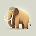 A cute mammoth illustration, flat style design. Generative Ai