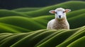 A cute wooly sheep standing on a green hills Royalty Free Stock Photo