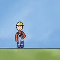 Cute worker wearing helmet